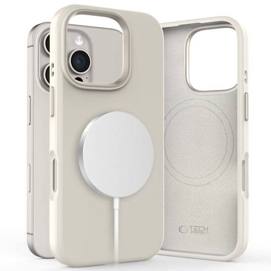 Case IPHONE 16 PRO MAX Tech-Protect Silicone Pure MagSafe Cosmic Latte