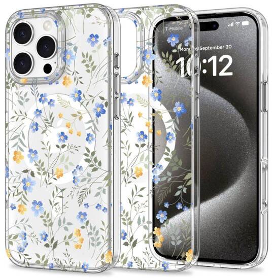 Case IPHONE 16 PRO Tech-Protect MagMood MagSafe Spring Flowers transparent