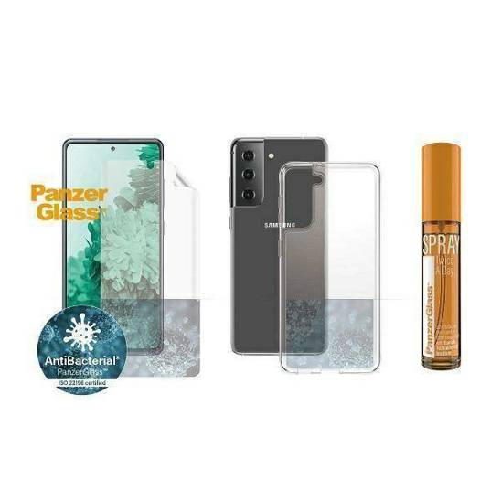 Case + Protective Film SAMSUNG GALAXY S21 PanzerGlass Set Start Screen Protector TPU Case ClearCase Spray 30ml