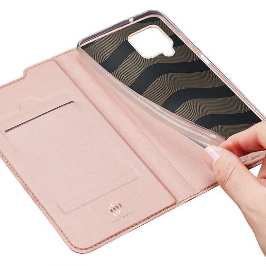 Case SAMSUNG GALAXY A12 with a flip Dux Ducis Skin Leather light pink