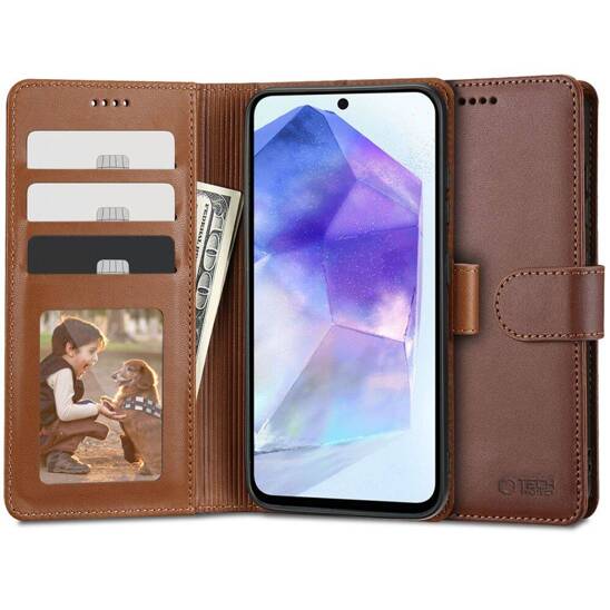 Case SAMSUNG GALAXY A55 5G Tech-Protect Wallet brown