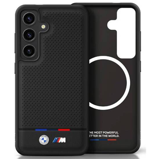 Case SAMSUNG GALAXY S25+ BMW Leather Tricolor Stripe MagSafe black