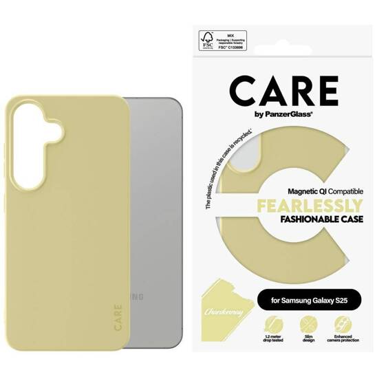 Case SAMSUNG GALAXY S25 CARE by PanzerGlass Fashion QI Chardonnay