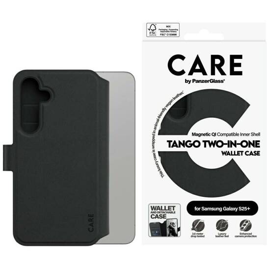 Case SAMSUNG GALAXY S25+ CARE by PanzerGlass Feature Tango 2in1 Wallet black