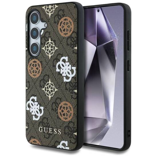 Case SAMSUNG GALAXY S25 Guess 4G Printed Colored Peony Pattern MagSafe brown