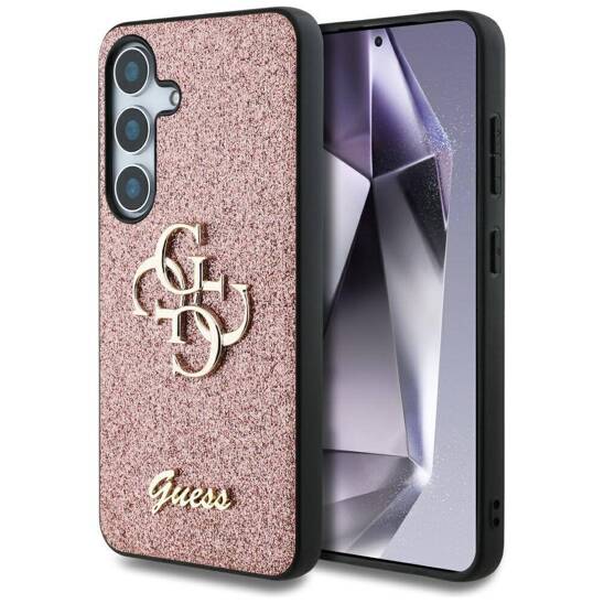 Case SAMSUNG GALAXY S25+ Guess Fixed Glitter Big 4G Metal Logo pink