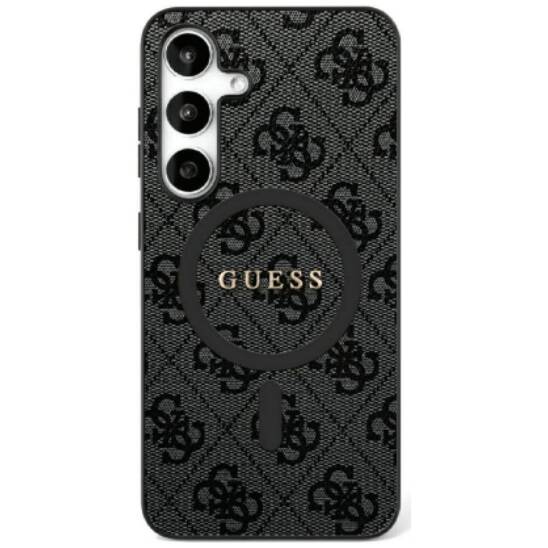 Case SAMSUNG GALAXY S25+ Guess Leather 4G Colored Ring Classic Logo MagSafe black