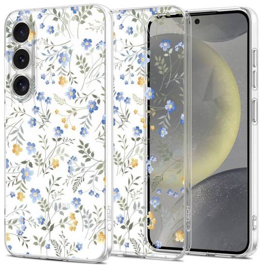 Case SAMSUNG GALAXY S25 Tech-Protect Flexair Spring Flowers transparent