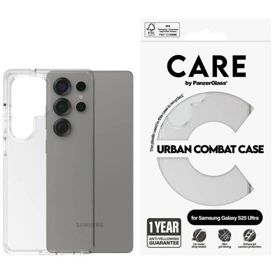 Case SAMSUNG GALAXY S25 ULTRA CARE by PanzerGlass Flagship Urban Combat transparent