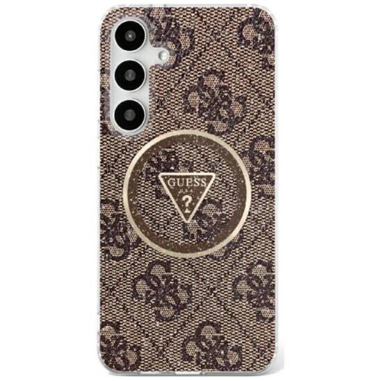 Case SAMSUNG GALAXY S25 ULTRA Guess 4G Glitter Triangle Buttons MagSafe brown