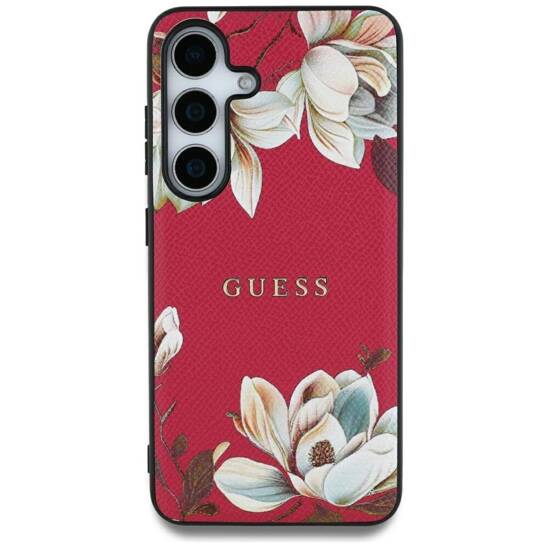 Case SAMSUNG GALAXY S25 ULTRA Guess Grained Printed Flower Pattern MagSafe fuchsia