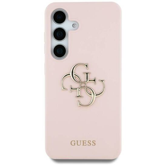 Case SAMSUNG GALAXY S25 ULTRA Guess Silicone Big 4G Logo Bottom Script pink