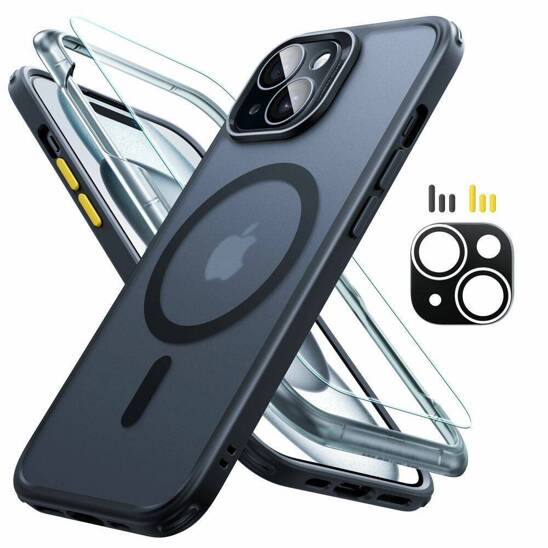 Case + Tempered Glass APPLE IPHONE 15 ESR Classic Pro Set Halolock Magsafe (Set: Case, Screen Glass, Camera Glass) black