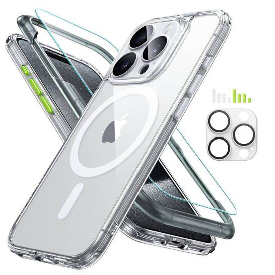 Case + Tempered Glass APPLE IPHONE 15 PRO ESR Classic Pro Set Halolock Magsafe Clear transparent