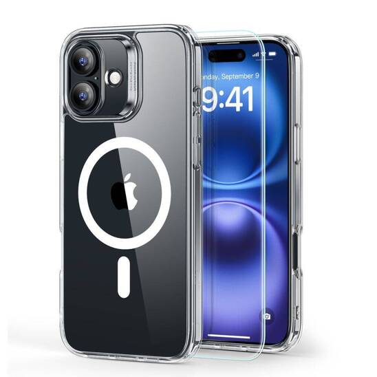 Case + Tempered Glass IPHONE 16 ESR Classic Hybrid Halolock MagSafe & Tempered Glass Clear transparent