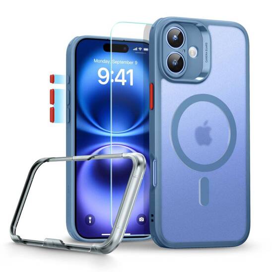 Case + Tempered Glass IPHONE 16 ESR Classic Pro Set Halolock Magsafe Frosted blue