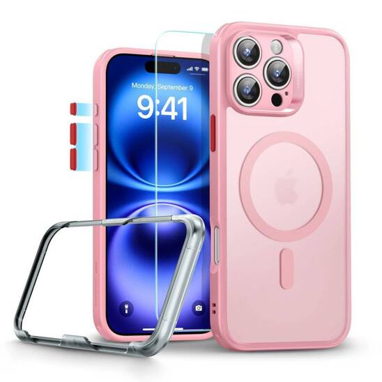 Case + Tempered Glass IPHONE 16 PRO MAX ESR Classic Pro Set Halolock Magsafe Frosted pink