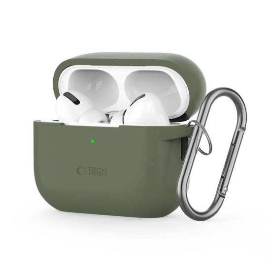 Case for APPLE AIRPODS PRO 1 / 2 Tech-Protect Silicone Hook Olive green