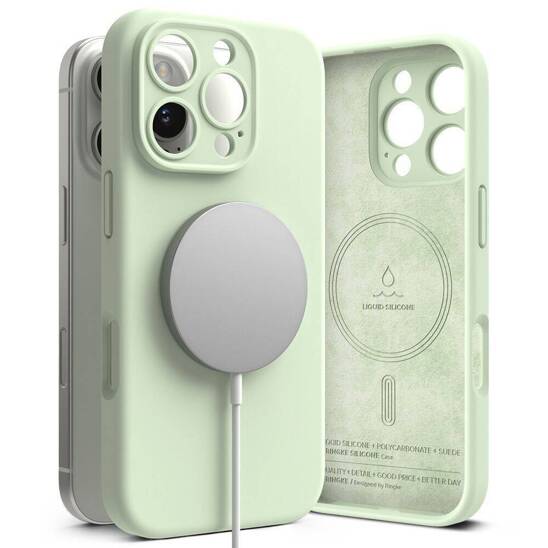 Case for IPHONE 16 PRO MAX Ringke Silicone Magnetic MagSafe Soft mint