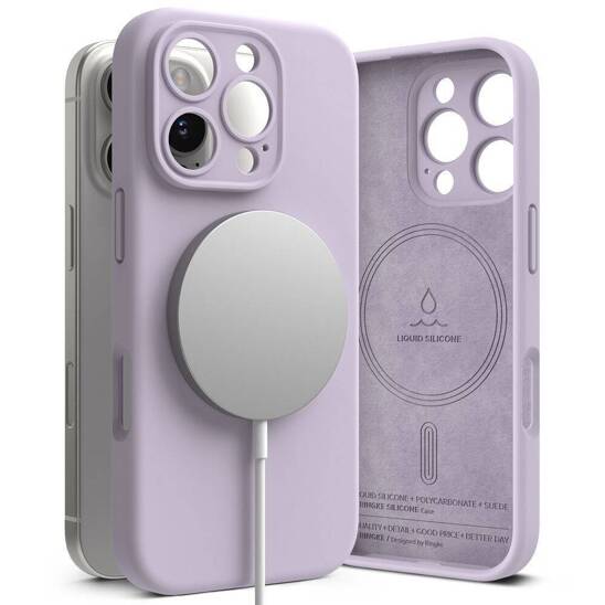 Case for IPHONE 16 PRO Ringke Silicone Magnetic MagSafe Light purple