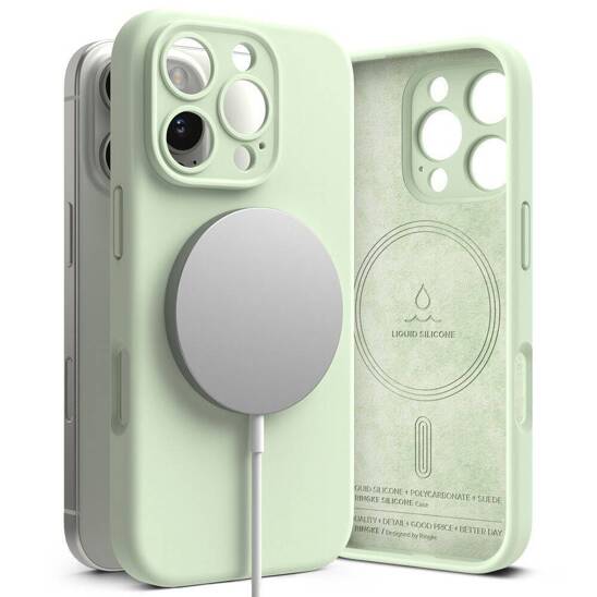 Case for IPHONE 16 PRO Ringke Silicone Magnetic MagSafe mint