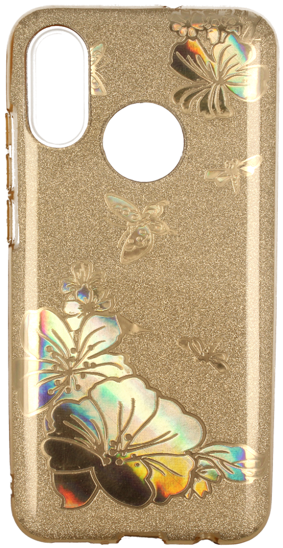 Glitter case LG K10 2018 gold flower