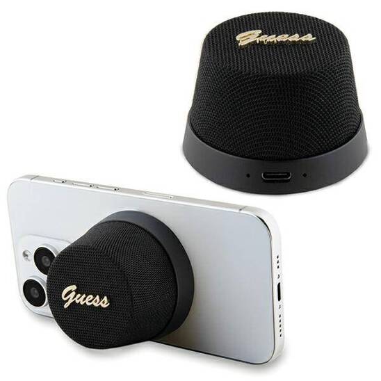 Guess GUWSC3ALSMK Speaker Stand Magnetic Script Metal Bluetooth speaker, black