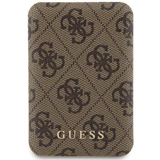 Guess Induction Powerbank 15W GUPB5FP4EMGW 5000mAh brown/brown 4G Leather Metal Logo MagSafe