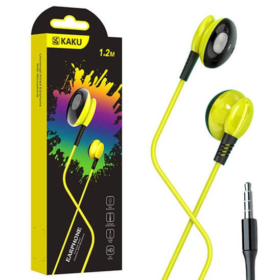 In-ear Earphones (3,5mm mini jack) with Microphone Universal Headphones KAKU (KSC-379) yellow