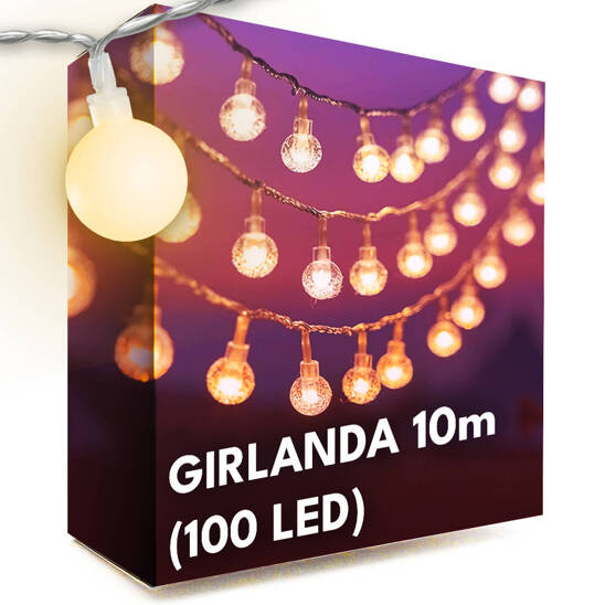 LED Garland 10m (100 LEDs) Balls Warm White 220