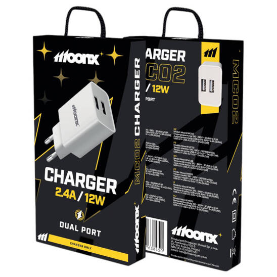 MOONX MC02 network charger, 2xUSB, 12W, 2.4A white