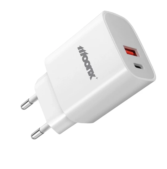 MOONX MC04 network charger, USB-C PD 20W + USB QC3.0 white