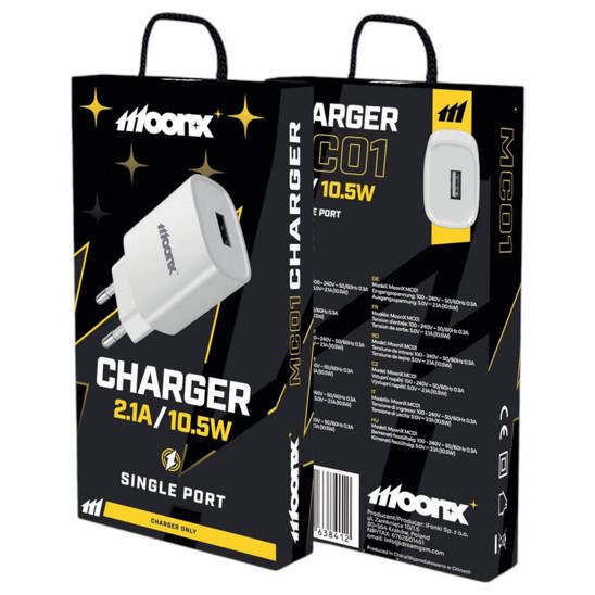 MOONX Wall Charger MC01, USB, 10.5W, 2.1A White