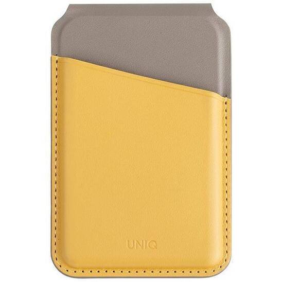 MagSafe Card Wallet IPHONE Z MAGSAFE UNIQ Magnetic RFID Wallet and Phone Stand yellow & gray