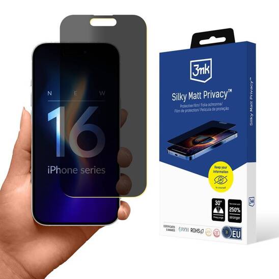 Matte Protective Film IPHONE 16 PRO 3MK Silky Matt Privacy