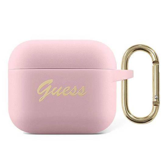 Original Case APPLE AIRPODS 3 Guess Silicone Vintage Script (GUA3SSSI) pink