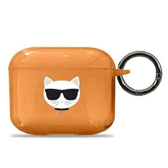 Original Case APPLE AIRPODS 3 Karl Lagerfeld Cover Choupette (KLA3UCHFO) orange