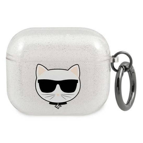 Original Case APPLE AIRPODS 3 Karl Lagerfeld Cover Glitter Choupette (KLA3UCHGS) silver