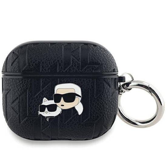 Original Case APPLE AIRPODS 3 Karl Lagerfeld Cover Monogram Karl & Choupette Head black