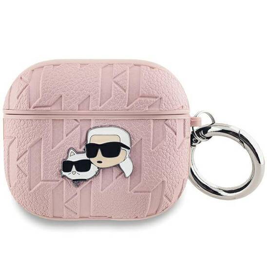 Original Case APPLE AIRPODS 3 Karl Lagerfeld Cover Monogram Karl & Choupette Head pink