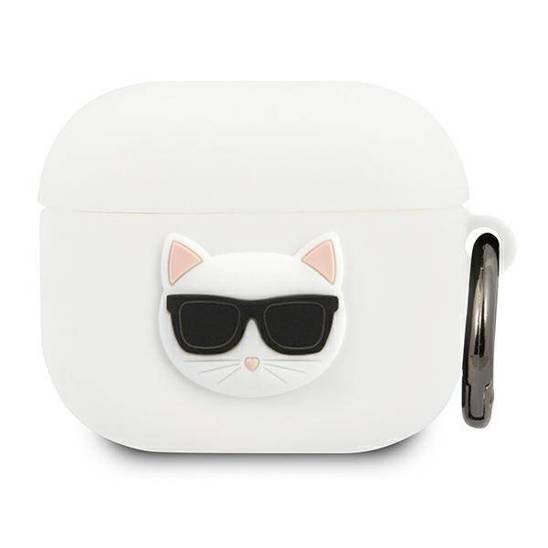 Original Case APPLE AIRPODS 3 Karl Lagerfeld Cover Silicone Choupette (KLACA3SILCHWH) white