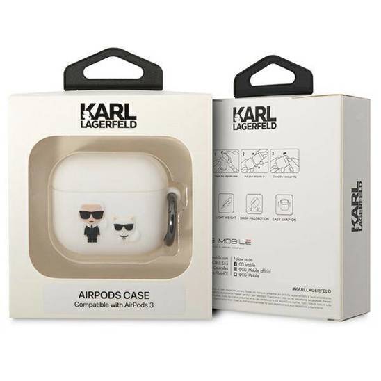 Original Case APPLE AIRPODS 3 Karl Lagerfeld Silicone Karl & Choupette (KLACA3SILKCW) white