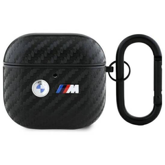 Original Case APPLE AIRPODS 4 BMW Carbon Double Metal Logo (BMA4WMPUCA2) black