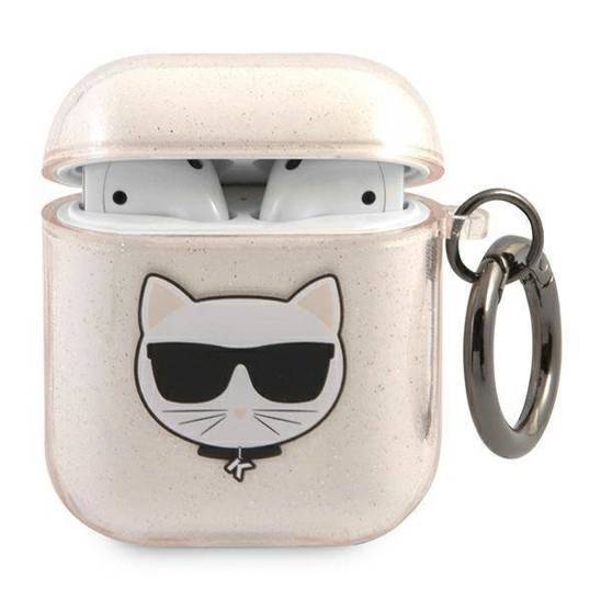 Original Case APPLE AIRPODS Karl Lagerfeld Cover Glitter Choupette (KLA2UCHGD) gold