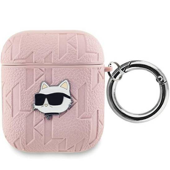 Original Case APPLE AIRPODS Karl Lagerfeld Cover Monogram Choupette Head pink