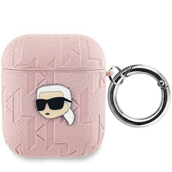 Original Case APPLE AIRPODS Karl Lagerfeld Cover Monogram Karl Head pink