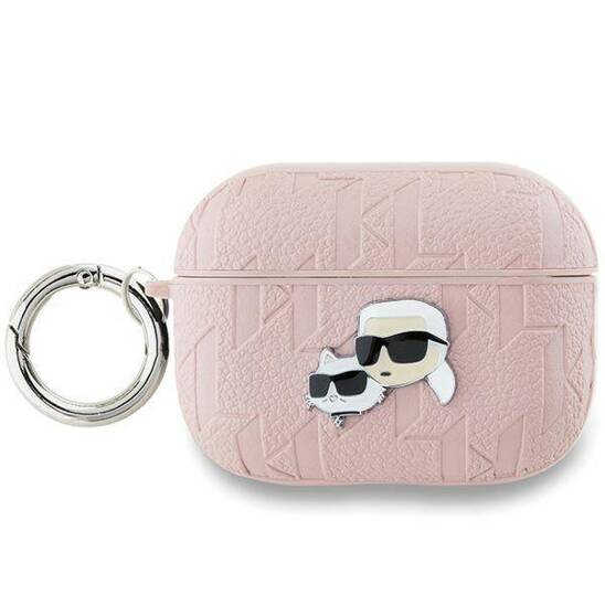 Original Case APPLE AIRPODS PRO 2 Karl Lagerfeld Cover Monogram Karl & Choupette Head pink