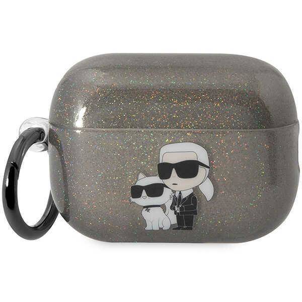 Original Case APPLE AIRPODS PRO 2 Karl Lagerfeld Gliter Karl&Choupette (KLAP2HNKCTGK) black