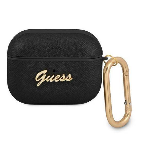 Original Case APPLE AIRPODS PRO Guess Saffiano Script Metal Collection (GUAPSASMK) black