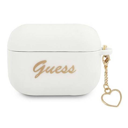 Original Case APPLE AIRPODS PRO Guess Silicone Charm Heart Collection (GUAPLSCHSH) white